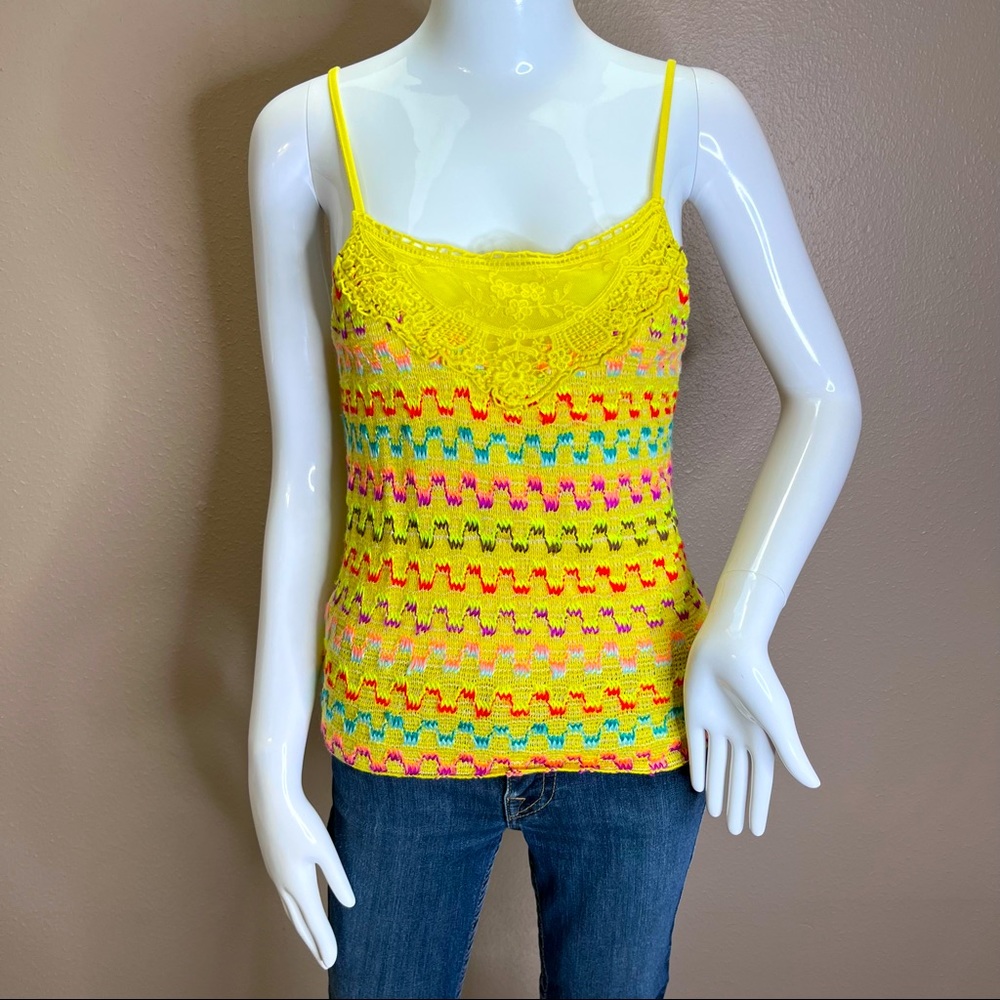 -Cheerful- Free People Crochet Tank Top